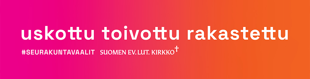 Seurakuntavaalien logo uskottu toivottu rakastettu.
#seurakuntavaalit. Suomen ev.lut. kirkko