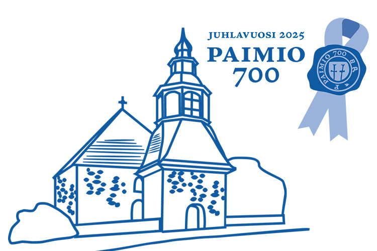 Paimio 700 -juhlamessu Paimion kirkossa Paimio 700-vuotta logo.