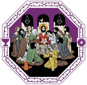 Jeesus ehtoollisella opetuslastensa kanssa.