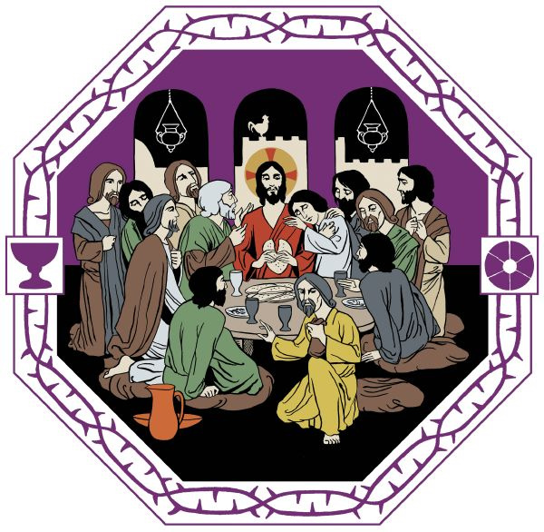 Kiirastorstain messu Sauvon kirkossa Jeesus ja opetuslapset viettävät ensimmäistä ehtoollista